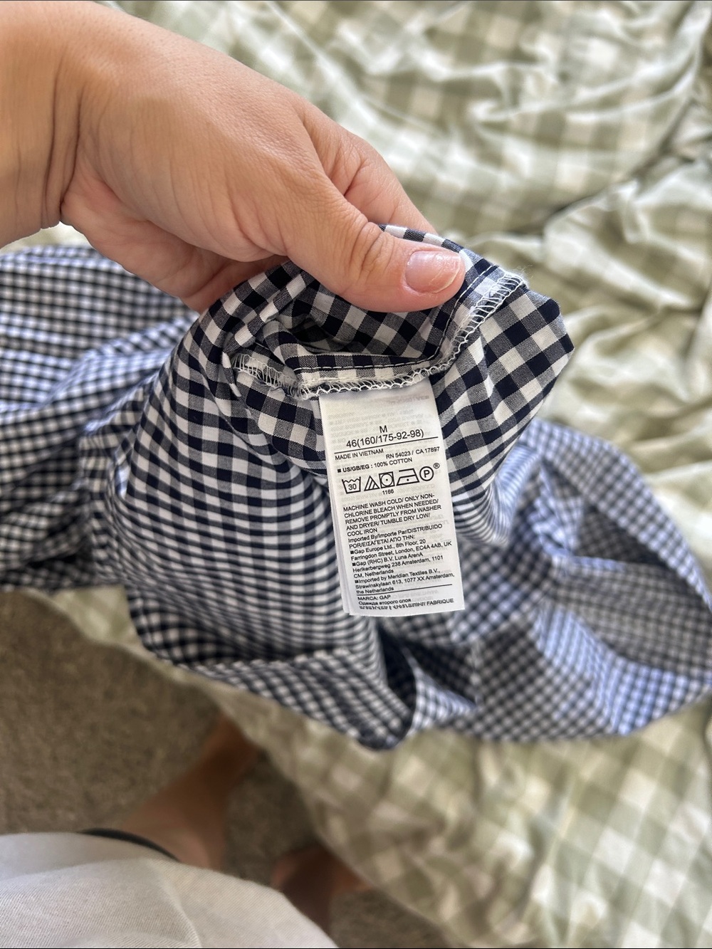 GAP Navy and White Gingham Button-Front Dress - Picture 4 of 4